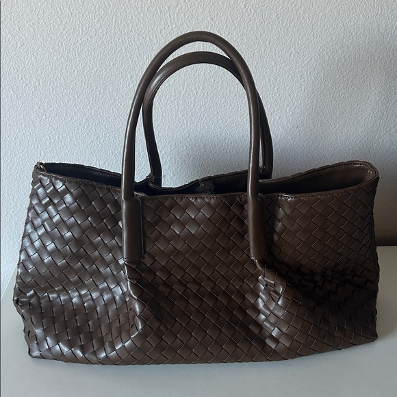 NWT ANTHROPOLOGIE Woven Faux-Leather Tote Bag - Picture 4 of 8